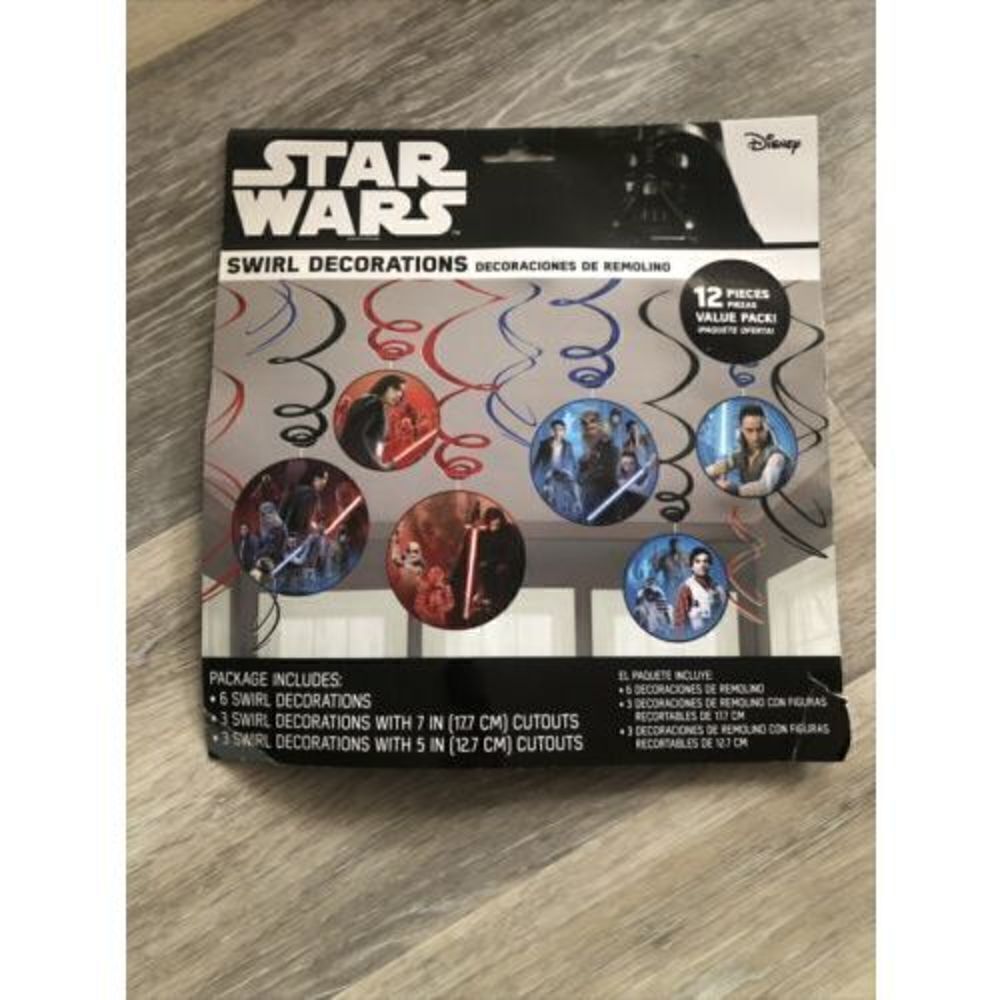 Disney Star Wars The  Last Jedi Swirl Decorations 12 Pieces.